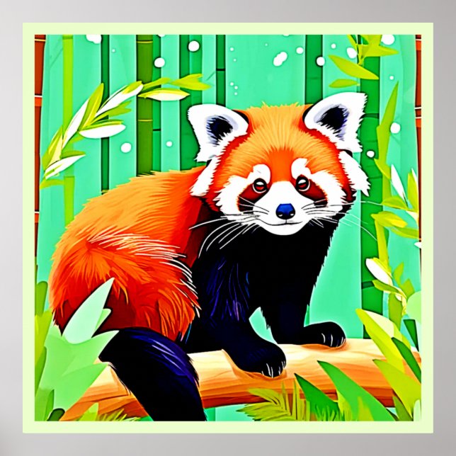 Póster Bosque Panda Rojo (Frente)