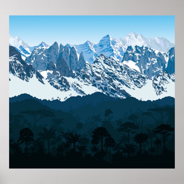 Póster Bosque pluvial de Andes: Selva antigua sin foco (Frente)