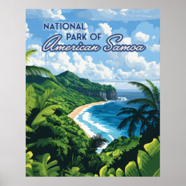 Póster Bosque pluvial de la playa de Samoa Americana