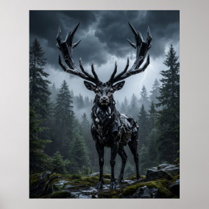Póster Bosque Tempestuoso del Ciervo de Obsidiana