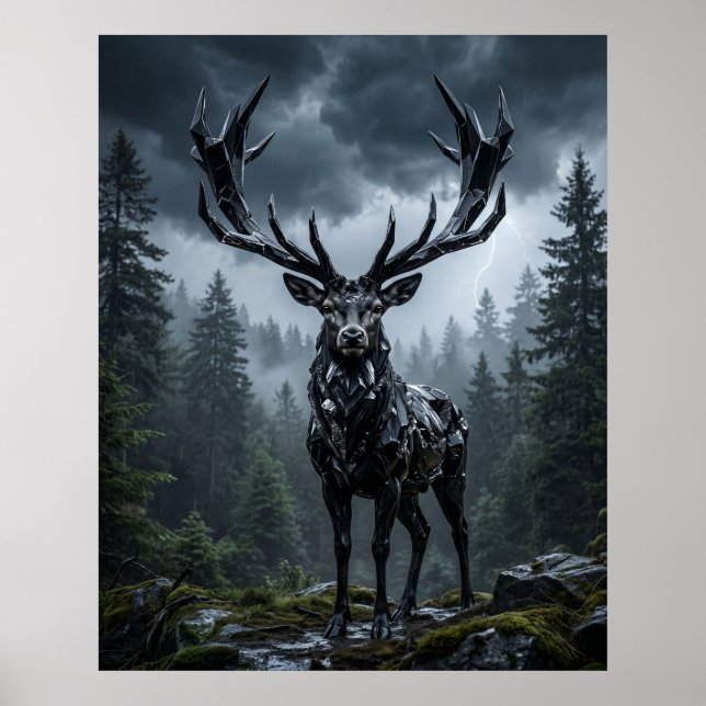 Póster Bosque Tempestuoso del Ciervo de Obsidiana (Frente)