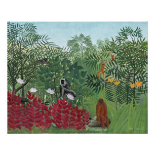 Póster Bosque tropical con monos, 1910 (aceite sobre lien