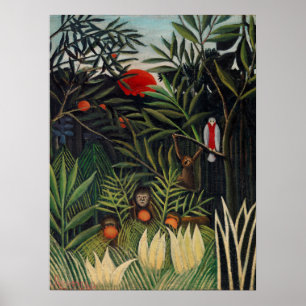 Póster Bosque tropical con monos por Henri Rousseau.