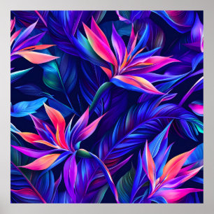 Póster Bosque tropical nocturno