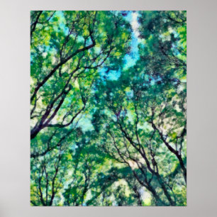 Póster Bosque verde acuático