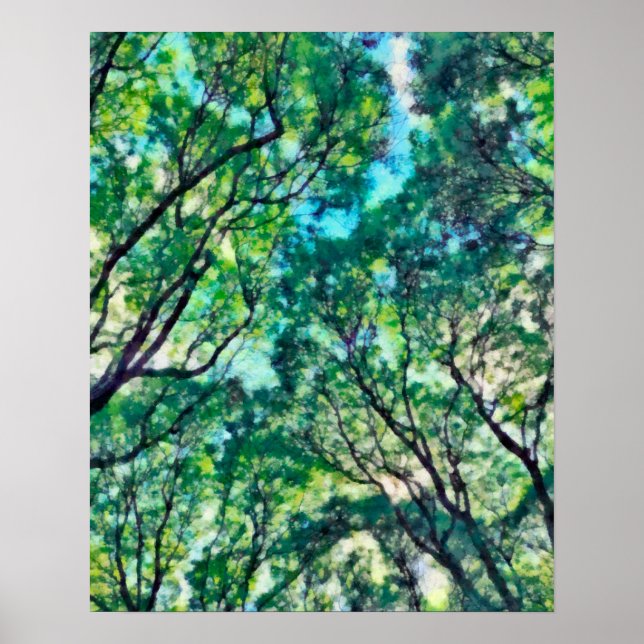 Póster Bosque verde acuático (Frente)