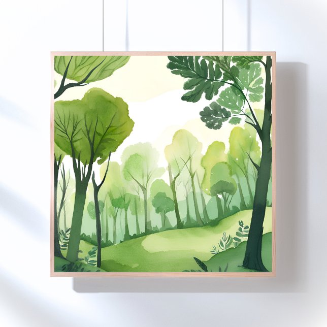 Póster Bosque Verde | Paisaje Acuarela Ligera (Subido por el creador)