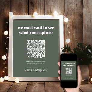 Póster Bosque verde Rótulo de código QR para uso compar