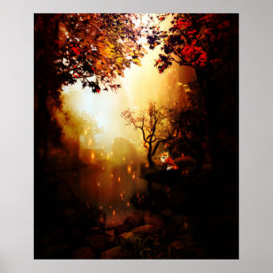 Póster bosque zorro