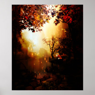 Póster bosque zorro