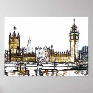 Póster Bosquejo artístico del Palacio de Westminster