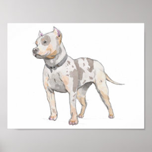 Póster Bosquejo blanco de la acuarela del perro del