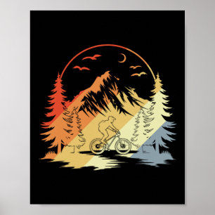 Póster Bosquejo de ciclismo de montaña estilo retro