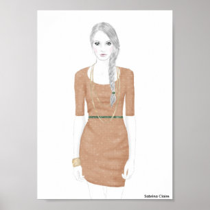 Póster Bosquejo de la moda - vestido del suéter