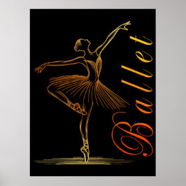 Póster Bosquejo Elegante de una Bailarina Realizando Ball