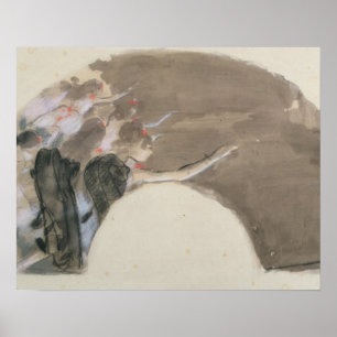 Póster Bosquejo para una fan, c.1879 de Edgar Degas el
