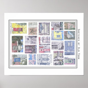 Póster Bosquejos de la ciudad vieja Alexandría, VA
