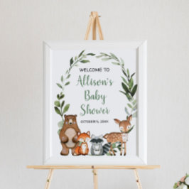 Póster Bosques de bosque de Woodland bebé signo de bienve