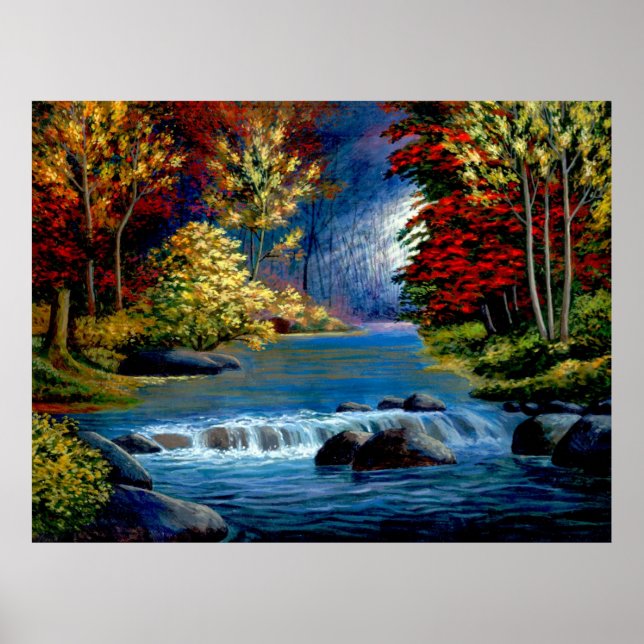 Póster Bosques misteriosos pintados y Poster fluvial (Frente)