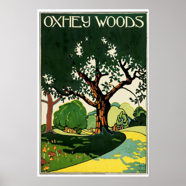 Póster Bosques Vintage Oxhey de Edward McKnight Kauffer (Frente)