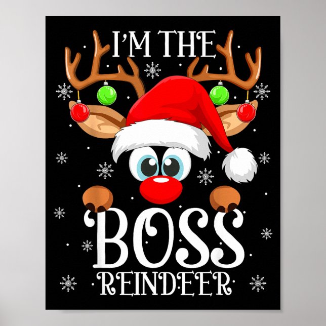 Póster Boss Reindeer Christmas Family Matching Group Funn (Frente)