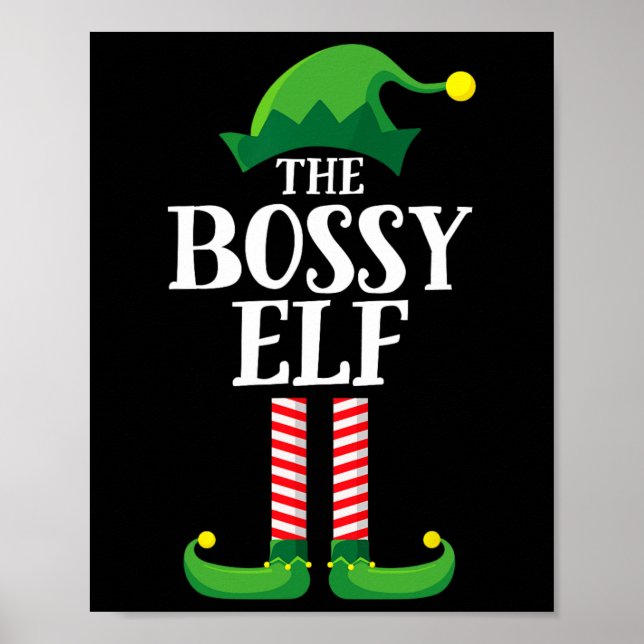 Póster Bossy Elf Matching Family Group Navidades Fiesta P (Frente)
