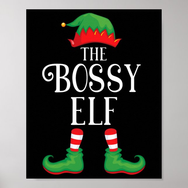 Póster Bossy Elf Matching Group Navidad Graciosa Familia (Frente)