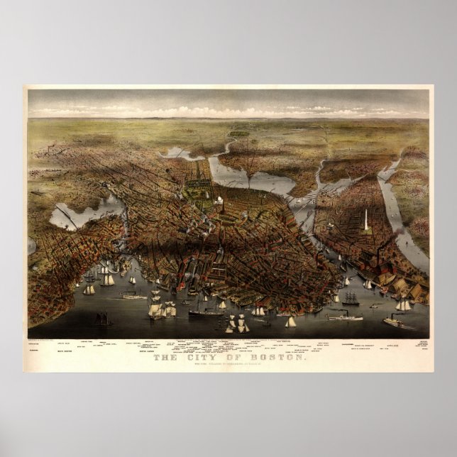 Póster Boston - 1873 (Parsons and Atwater) BigMapBlog (Frente)