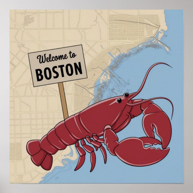 Póster Boston antiguo Massachusetts, Bienvenidos a Boston (Frente)