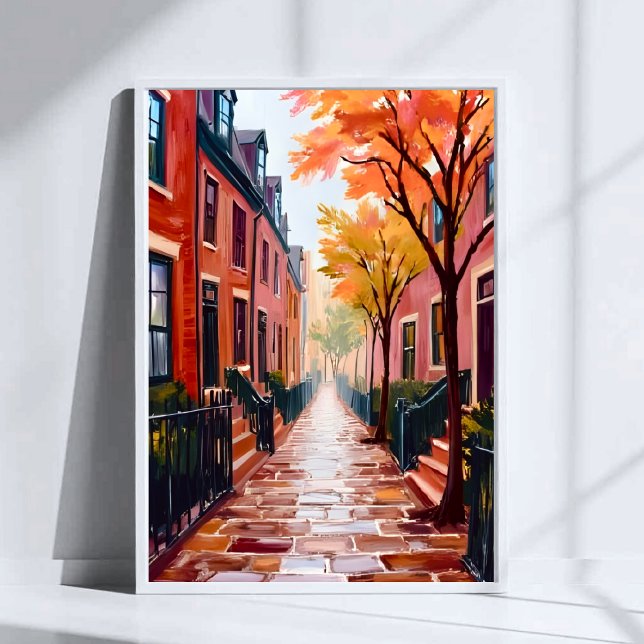 Póster Boston Autumn Watercolor Beacon Hill Massachusetts (Subido por el creador)