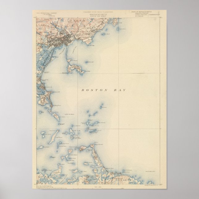 Póster Boston Bay, Massachusetts (Frente)