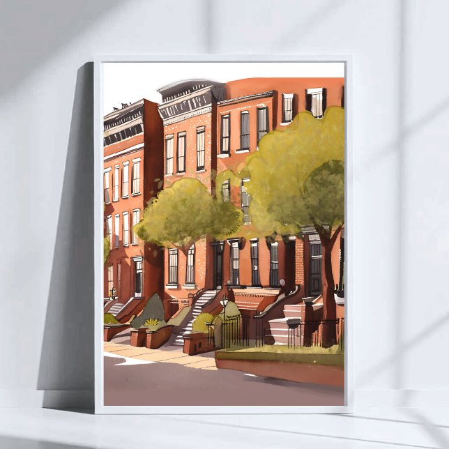 Póster Boston Brownstones | Beacon Street Watercolor Art (Subido por el creador)