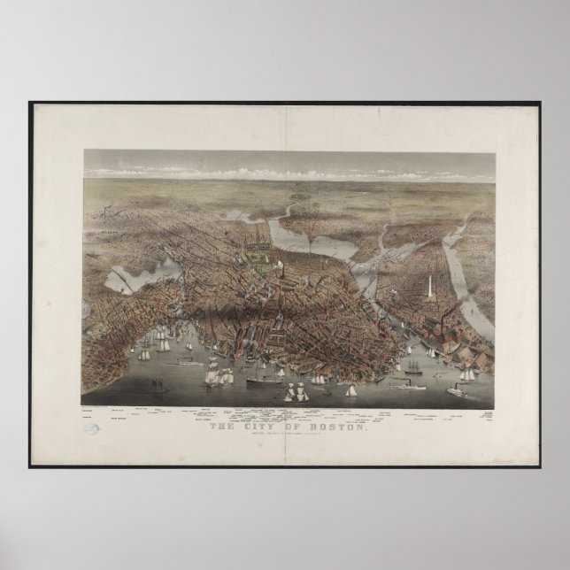 Póster Boston City View 1873 (Frente)