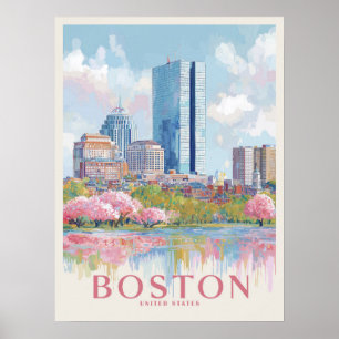 Póster Boston Cityscape Vintage
