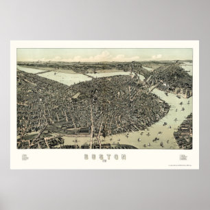 Póster Boston, mapa panorámico de las MAMÁES - 1899