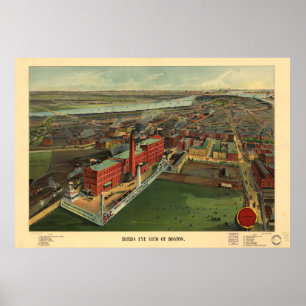 Póster Boston Massachusetts 1902 Antique Panoramic Map