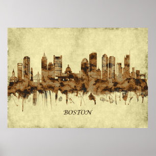 Póster Boston Massachusetts Cityscape