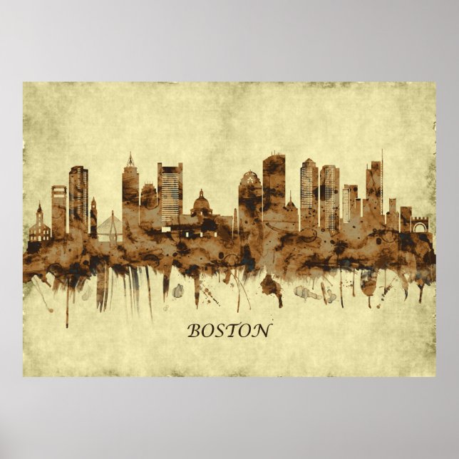 Póster Boston Massachusetts Cityscape (Frente)