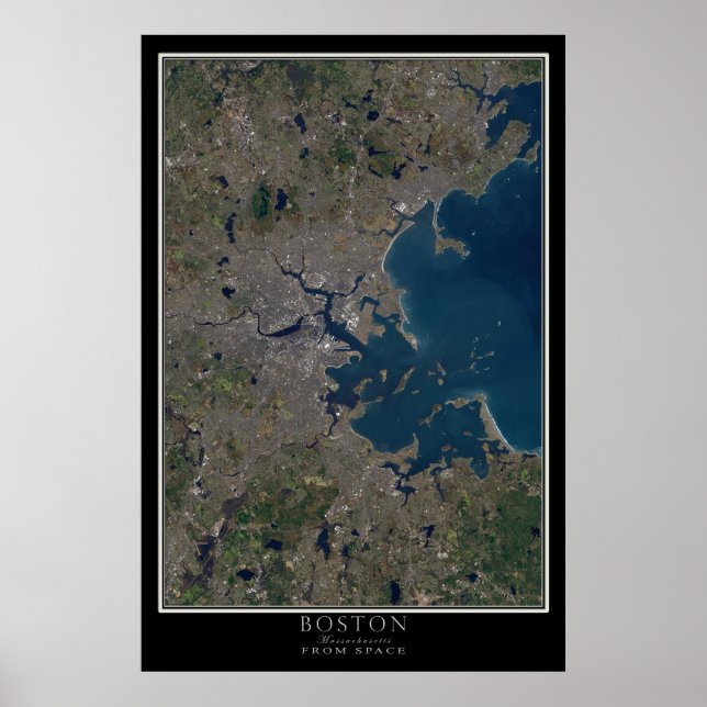 Póster Boston Massachusetts desde el mapa de satélites es (Frente)