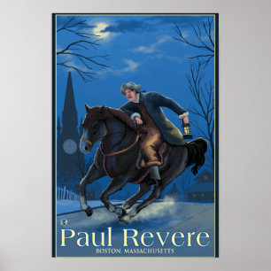 Póster Boston, Massachusetts, el viaje de Paul Revere