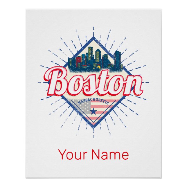 Póster Boston Massachusetts Estados Unidos Vintage USA (Anverso)