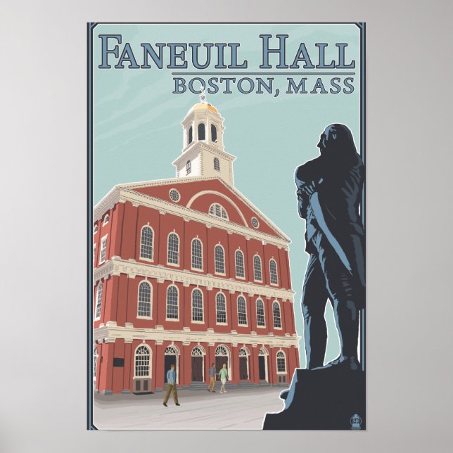 Póster Boston, Massachusetts, Faneuil Hall View (Frente)