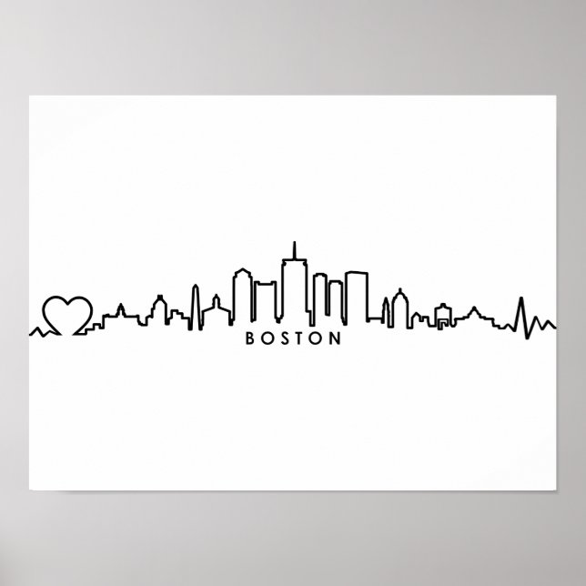 Póster BOSTON Massachusetts USA City Skyline Silhouette (Frente)