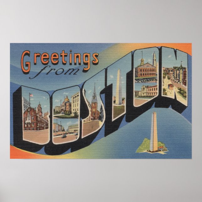 Póster Boston, MassachusettsGrandes escenas de letras 3 (Frente)