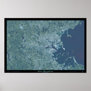 Póster Boston, poster satelital de Massachusetts