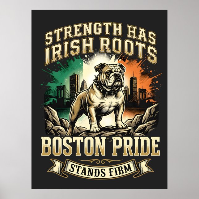 Póster Boston Pride Irish Roots Bulldog (Frente)