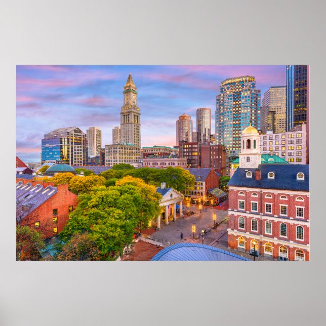 Póster Boston Skyline, Massachusetts, Estados Unidos (Frente)