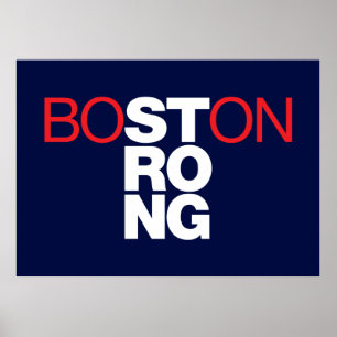 Póster Boston Strong Helvetica Poster sobre azul marino