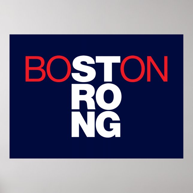 Póster Boston Strong Helvetica Poster sobre azul marino (Frente)