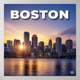 Póster Boston Sunset